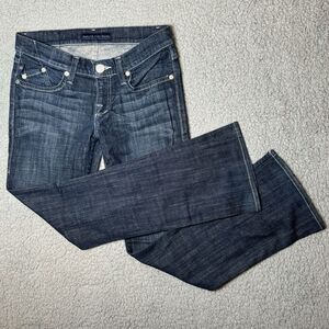 Rock & Republic Boot Cut White Embroidery‎ Dark Blue Wash Womens Jean Size 27